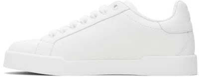 Dolce & Gabbana Portofino Low-top Leather Sneakers With Lateral Monogram In Neutral