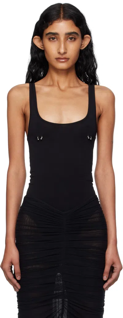 Mugler Trimmed Knitted Jumpsuit In Black