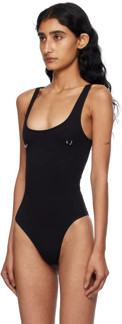 Mugler Trimmed Knitted Jumpsuit In Black