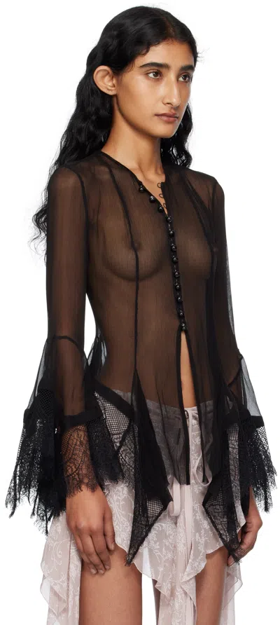 Ann Demeulemeester Kristabel Fitted Handkerchief Shirt Lace Detail In Black