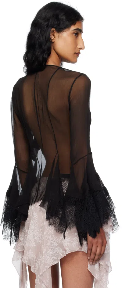 Ann Demeulemeester Kristabel Fitted Handkerchief Shirt Lace Detail In Black