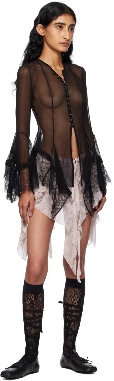 Ann Demeulemeester Kristabel Fitted Handkerchief Shirt Lace Detail In Black