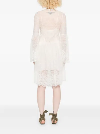 蕾丝钟形袖迷你连衣裙