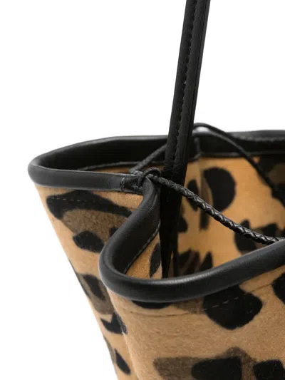 Ruslan Baginskiy Leopard-print Ruffled Bucket Bag In Brown