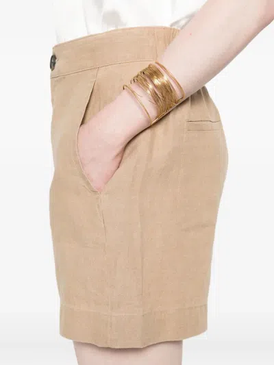 Vince Buttoned Knee-length Shorts In Burgundy