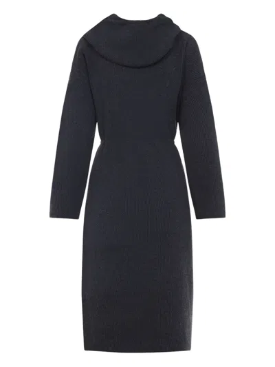Fabiana Filippi Hooded Ankle-length Dress With Ribbed Silk Blend In Gray