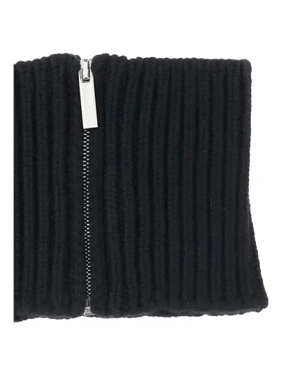 Sa Su Phi Ribbed Knit Scarf With Central Silver Zipper In Blue