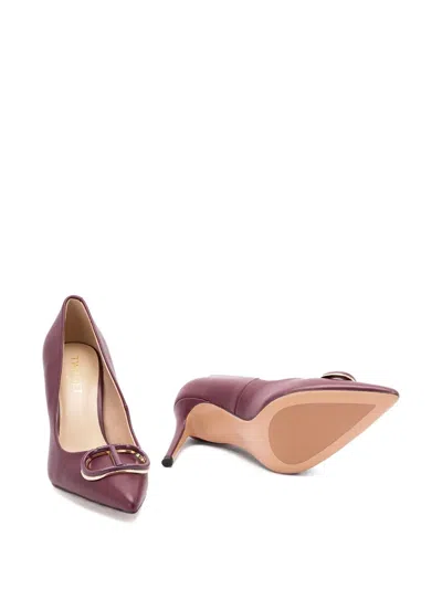 Twinset Twin-set Burgundy Leather Pumps With Pointed Toedetail In Burgundy