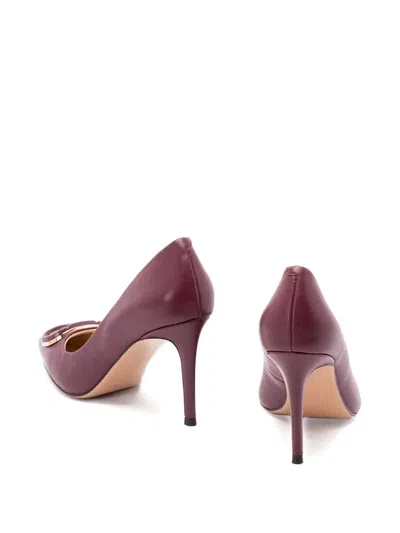 Twinset Twin-set Burgundy Leather Pumps With Pointed Toedetail In Burgundy