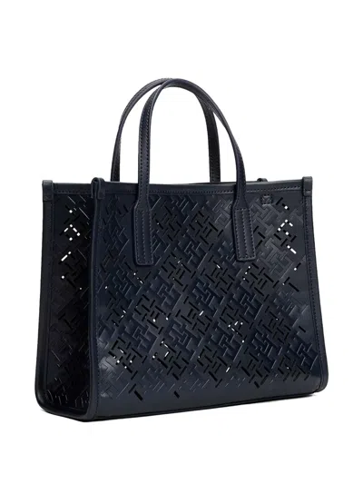 Tommy Hilfiger City Th Monogram Cut-out Tote Bag In Blue
