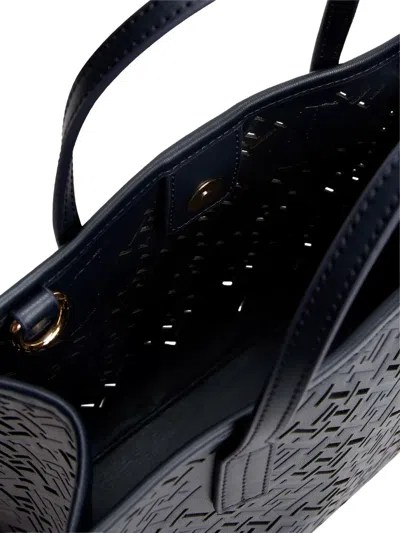 Tommy Hilfiger City Th Monogram Cut-out Tote Bag In Blue