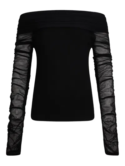 Liu •jo Liu Jo Semi-sheer Sleeves Hem In Black