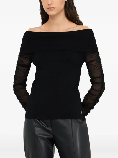 Liu •jo Liu Jo Semi-sheer Sleeves Hem In Black