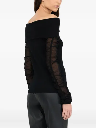 Liu •jo Liu Jo Semi-sheer Sleeves Hem In Black