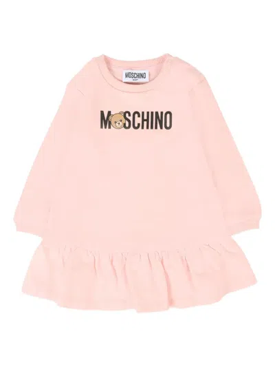 Moschino Pink Dress For Baby Girl With Teddy Bear In Pink