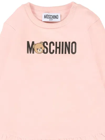 Moschino Pink Dress For Baby Girl With Teddy Bear In Pink