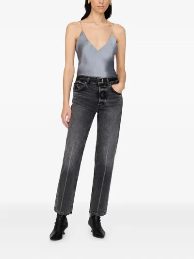 Anine Bing Womens Pastel Blue Ellen Shoulder-straps Silk Top