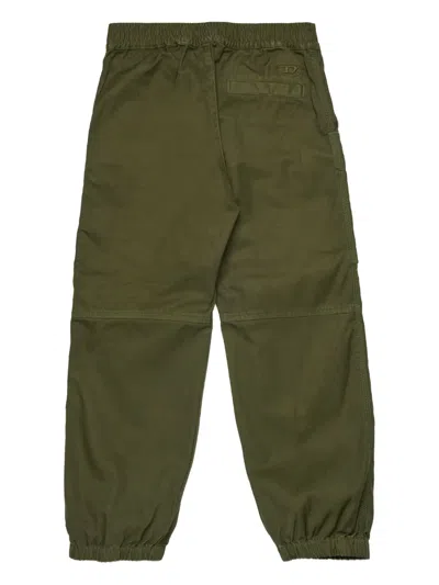 Diesel Green Trousers For Kids With Logo In Green