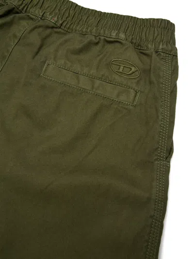 Diesel Green Trousers For Kids With Logo In Green