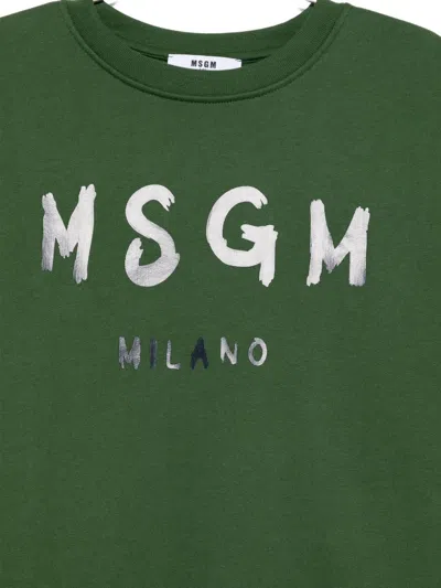 Msgm Logo-print Sweatshirt In Green