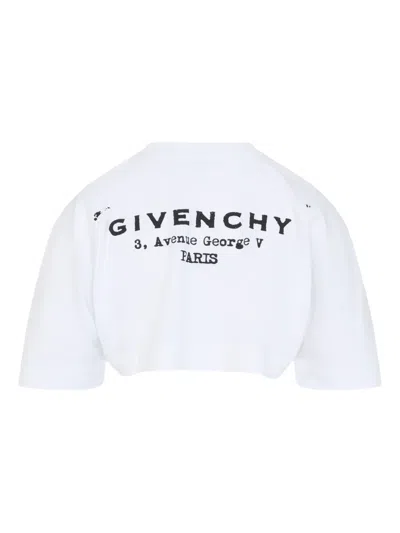 Givenchy Cropped Fit T-shirt In Cotton With Stamp Print Clothing In White