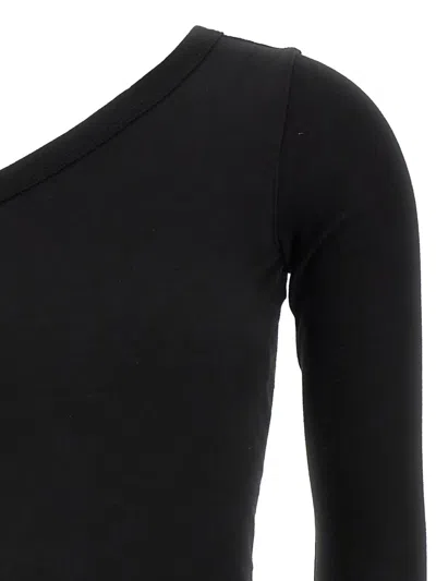 Rick Owens Drkshdw Ziggy Asymmetric-neckline Long-sleeve T-shirt In Black