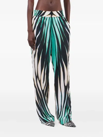Roberto Cavalli Tropical Elegance Palazzo Pants In Multi