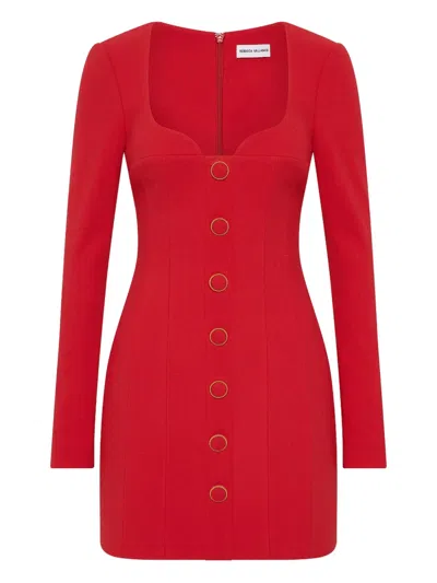 Rebecca Vallance Cameron Button-embellished Crepe Mini Dress In Red
