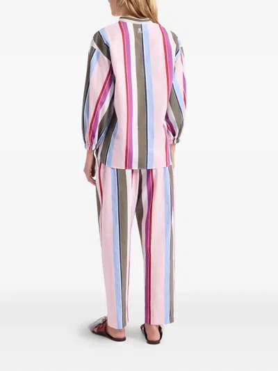 La Doublej Stripe Drawstring Trousers In Multi
