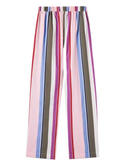 La Doublej Stripe Drawstring Trousers In Multi