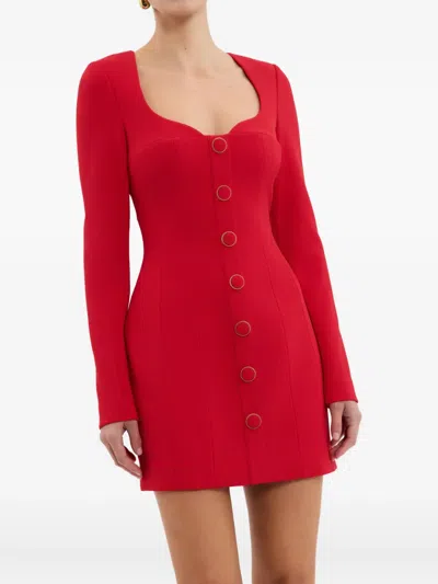 Rebecca Vallance Cameron Button-embellished Crepe Mini Dress In Red