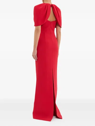 Rebecca Vallance Cameron Caped Crepe Gown In Red