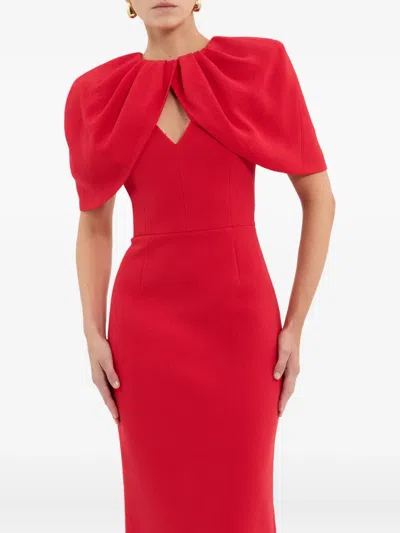 Rebecca Vallance Cameron Caped Crepe Gown In Red