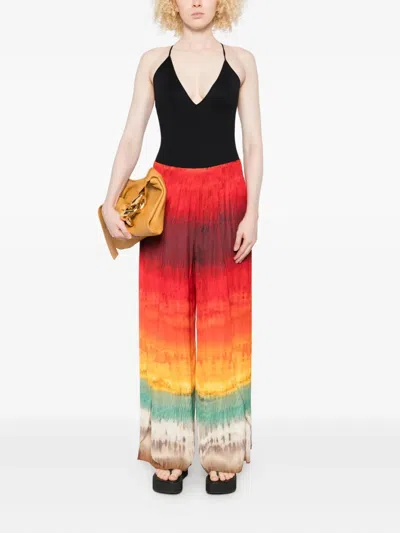Alice And Olivia Larissa Pants In Red Viscose In Multi