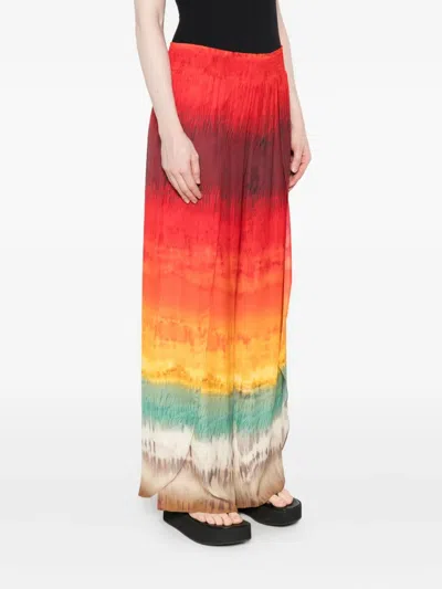 Alice And Olivia Larissa Pants In Red Viscose In Multi