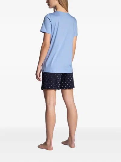 Calida Button-placket Shorts Pajama Set In Blue