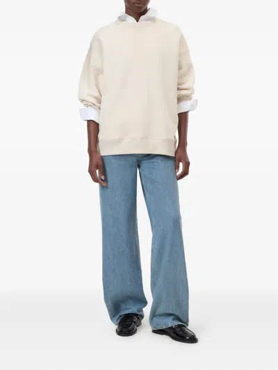 Closed Beige Solid Crew Neck Sweatshirt In Neutral