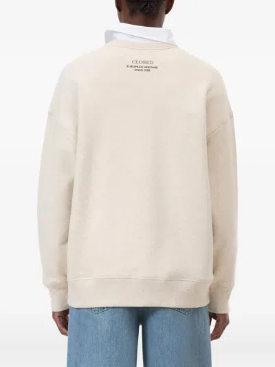 Closed Beige Solid Crew Neck Sweatshirt In Neutral