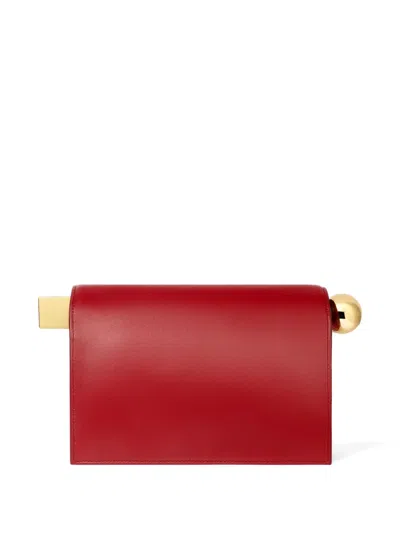 Jacquemus Round Square Clutch Bag Top Handle In Red