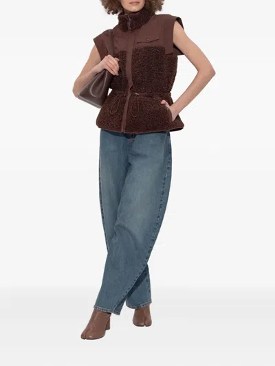 Ulla Johnson Tariet Drawstring Teddy Fleece Vest In Brown