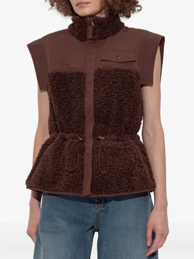 Ulla Johnson Tariet Drawstring Teddy Fleece Vest In Brown