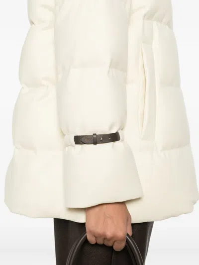 Herno Hooded Medium-length Wool Down Jacket With Zip In Neutral