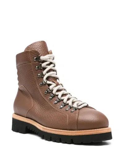 Eleventy Leather Boots In Brown