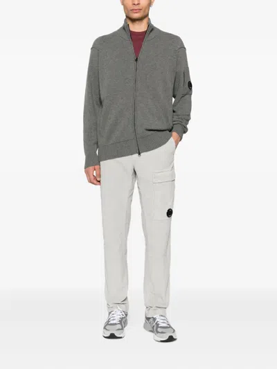 C.p. Company Knitwear Cardigan In Lambswool Grs In Gray