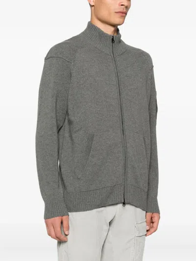 C.p. Company Knitwear Cardigan In Lambswool Grs In Gray