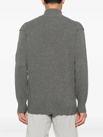 C.p. Company Knitwear Cardigan In Lambswool Grs In Gray