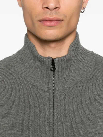 C.p. Company Knitwear Cardigan In Lambswool Grs In Gray