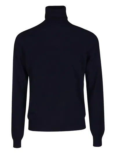 Malo Crewneck Sweater With Long Sleeves And Turtleneck In Blue