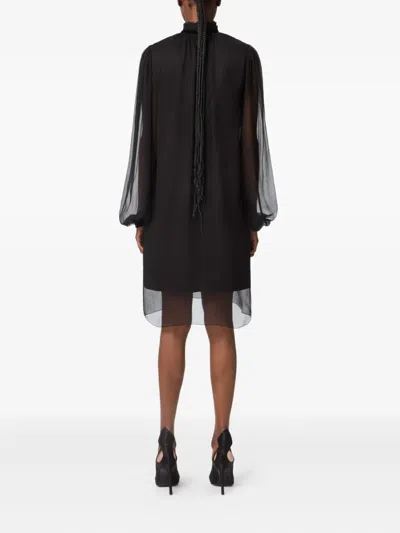 Nina Ricci Crinkled Silk Midi Dress In Black