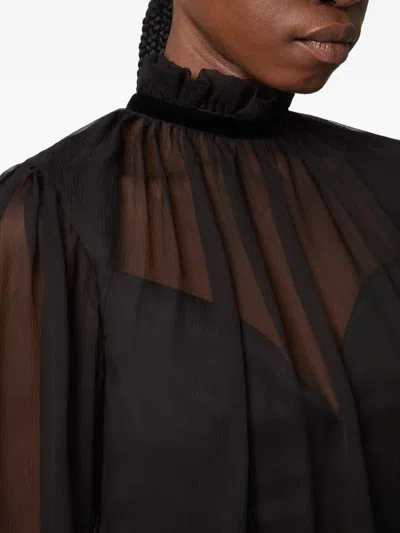 Nina Ricci Crinkled Silk Midi Dress In Black